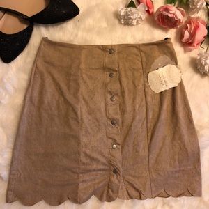 Altar’d State Taupe Scalloped Skirt